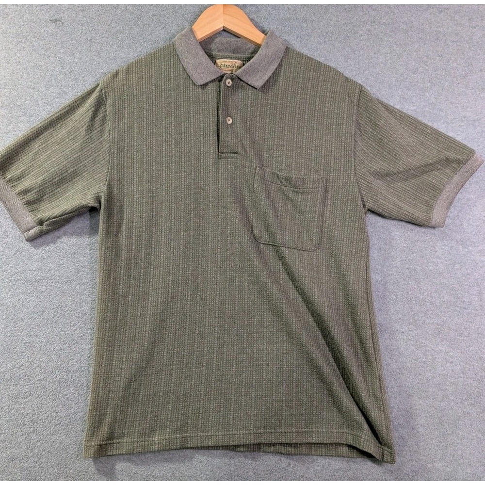 Vintage 90s St Johns Bay USA Made Pocket Polo Shirt Men's M Olive Grandpacore
